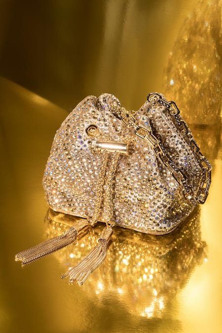 Shop House Of Bio Gold Crystals Emily Mini Potli Bag Shop_House Of Bio_Gold Crystals Emily Mini Potli Bag