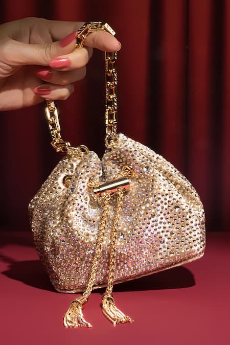 House Of Bio Light Gold Designer Potli Bag 