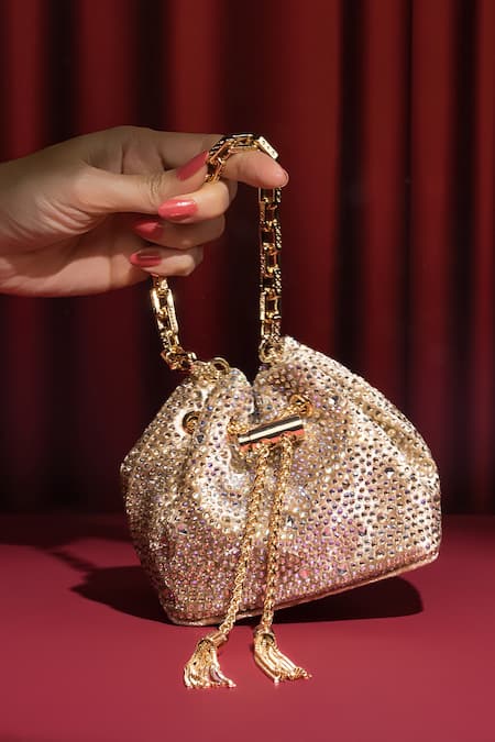 Buy House Of Bio Gold Crystals Light Designer Potli Bag Online at Aza Fashions Buy_House Of Bio_Gold Crystals Light Designer Potli Bag _Online_at_Aza_Fashions