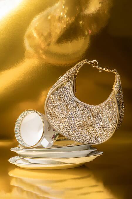 House Of Bio_Gold Crystals Emily Moon Bag _Online_at_Aza_Fashions