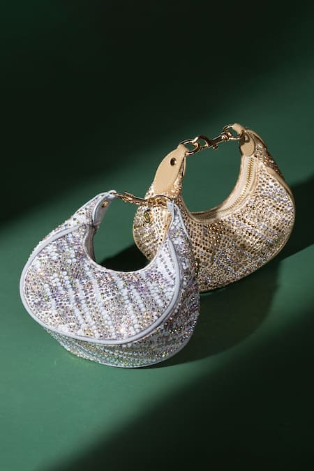 House Of Bio_Silver Crystals Emily Moon Bag _Online_at_Aza_Fashions