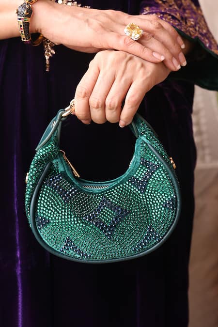 House Of Bio Green Beads Mehfil Moon Bag 