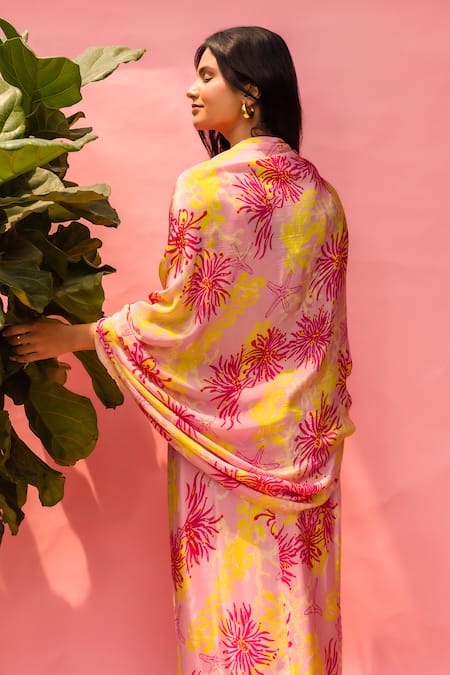 Meher By Islie Printed Pink Designer Dress with Tassels 