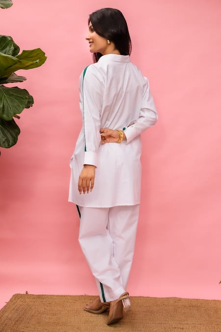 Meher By Islie White Hand Painted Pant Set 