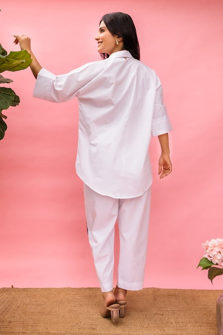 Meher By Islie Hand Painted White Pant Set 