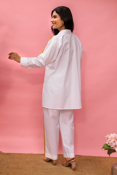 Meher By Islie Hand Painted White Pant Set 