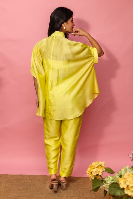 Meher By Islie Yellow Printed Pant Set With Bustier 