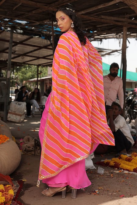 Meher By Islie Hot Pink Hand Embroidered Designer Set 