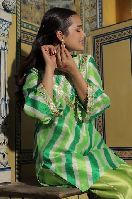 Meher By Islie Green Hand Embroidered Kurta & Salwar Set 