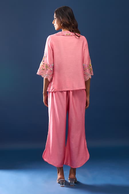 Samyukta Singhania Pink Chanderi Pant Co-ord Set 