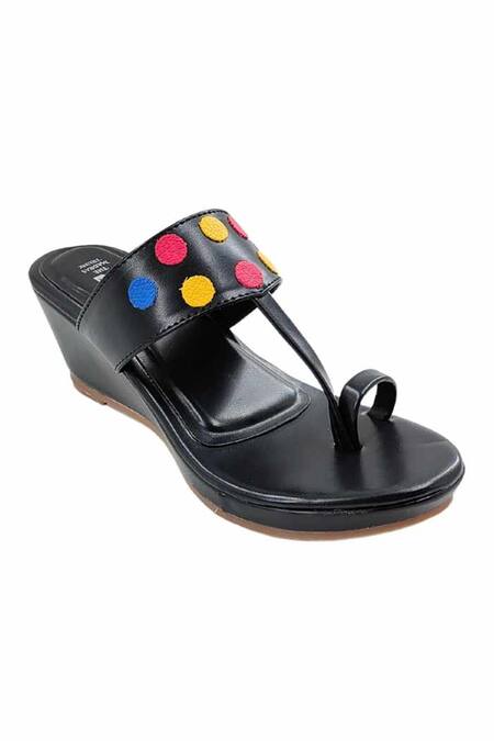 Shop The Madras Trunk Black Haiku Wedges Polka Pattern Online at Aza Fashions Shop_The Madras Trunk_Black Haiku Wedges Polka Pattern _Online_at_Aza_Fashions