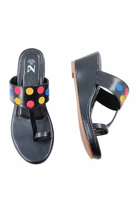The Madras Trunk Black Haiku Wedges Polka Pattern at Aza Fashions The Madras Trunk_Black Haiku Wedges Polka Pattern _at_Aza_Fashions