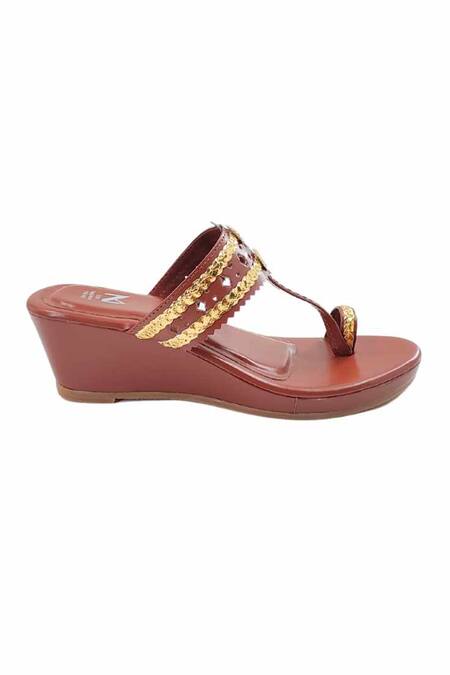 The Madras Trunk_Brown Chains Designer Haiku Wedges _Online_at_Aza_Fashions