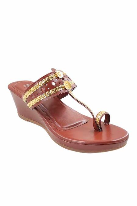 Buy_The Madras Trunk_Brown Chains Designer Haiku Wedges _Online_at_Aza_Fashions