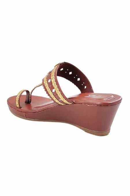 Shop_The Madras Trunk_Brown Chains Designer Haiku Wedges _Online_at_Aza_Fashions