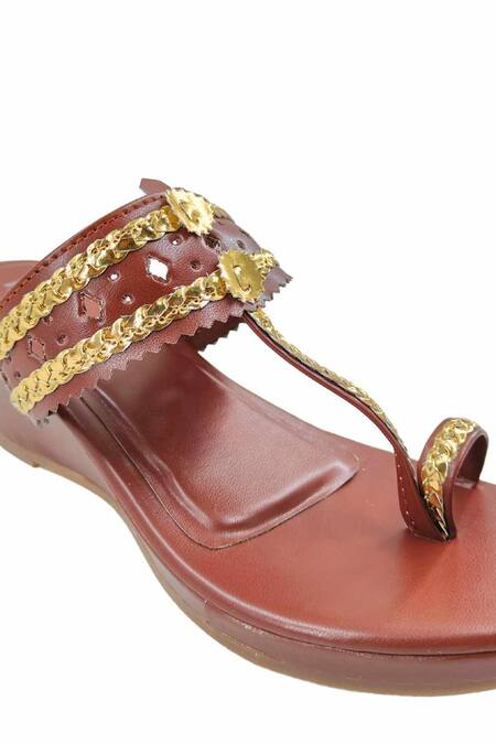 Buy_The Madras Trunk_Brown Chains Designer Haiku Wedges 