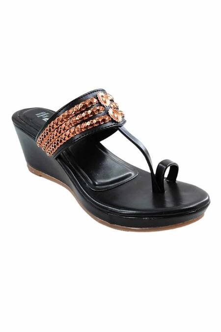 Shop The Madras Trunk Black Chains Designer Haiku Wedges Online at Aza Fashions Shop_The Madras Trunk_Black Chains Designer Haiku Wedges _Online_at_Aza_Fashions
