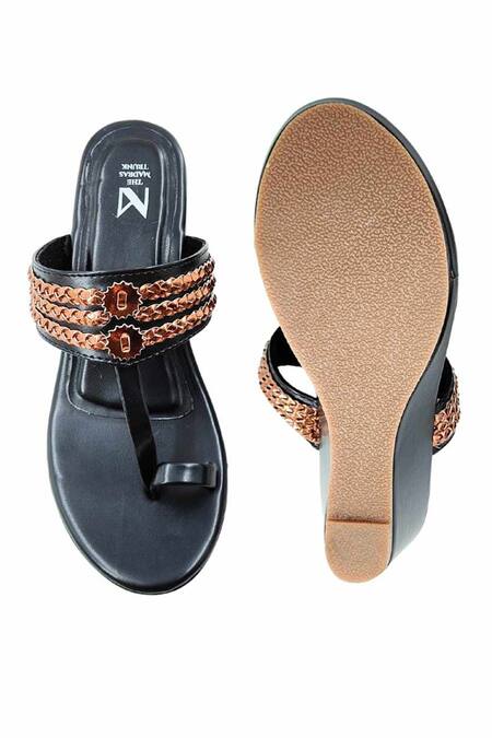 The Madras Trunk Black Chains Designer Haiku Wedges at Aza Fashions The Madras Trunk_Black Chains Designer Haiku Wedges _at_Aza_Fashions