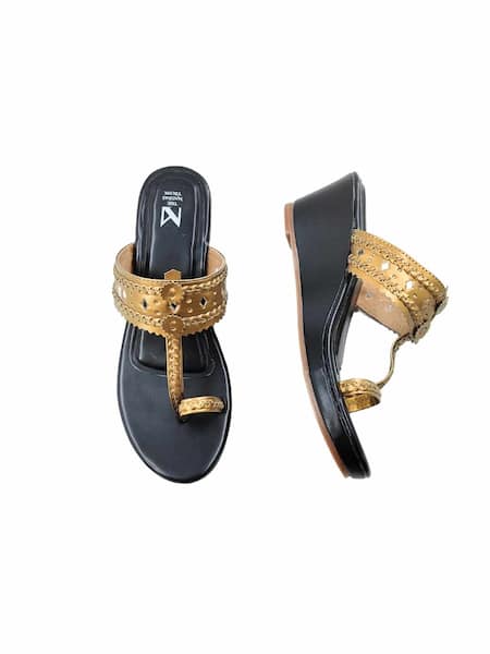 The Madras Trunk_Black Dual Tone Haiku Wedges _Online_at_Aza_Fashions