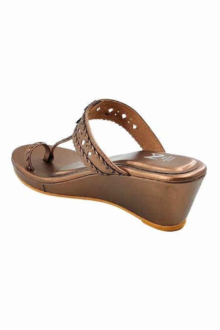 Buy_The Madras Trunk_Gold Cut Work Haiku Wedges _Online_at_Aza_Fashions