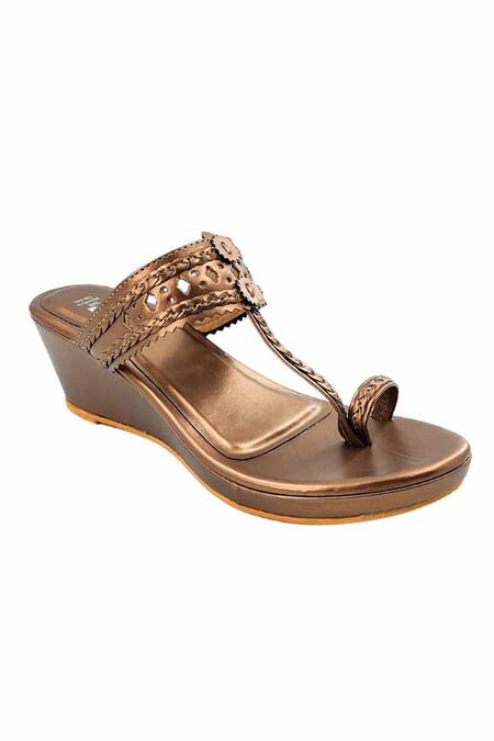 Shop_The Madras Trunk_Gold Cut Work Haiku Wedges _Online_at_Aza_Fashions