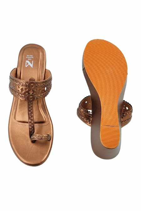 The Madras Trunk_Gold Cut Work Haiku Wedges _at_Aza_Fashions