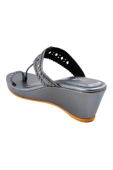 Buy_The Madras Trunk_Gray Cut Work Haiku Wedges _Online_at_Aza_Fashions