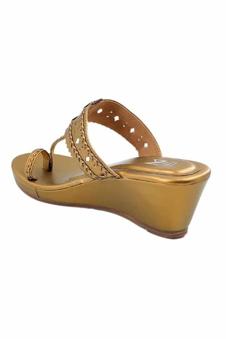 Buy_The Madras Trunk_Gold Cut Work Haiku Wedges _Online_at_Aza_Fashions