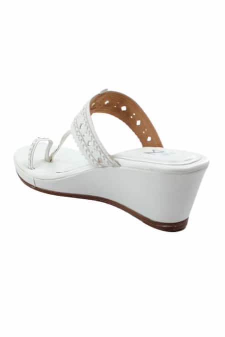Buy_The Madras Trunk_White Haiku Wedges Rang _Online_at_Aza_Fashions