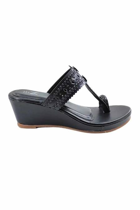 Buy_The Madras Trunk_Black Haiku Wedges Rang _Online_at_Aza_Fashions