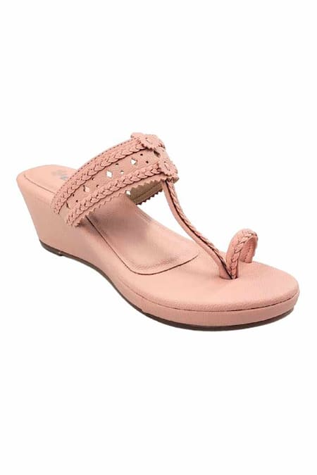 Shop_The Madras Trunk_Pink Cut Work Haiku Wedges Rang _Online_at_Aza_Fashions