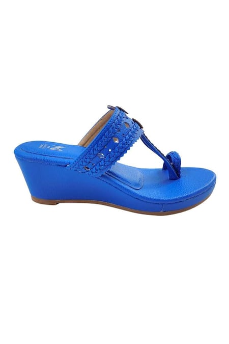 The Madras Trunk_Cobalt Haiku Wedges Rang _Online_at_Aza_Fashions