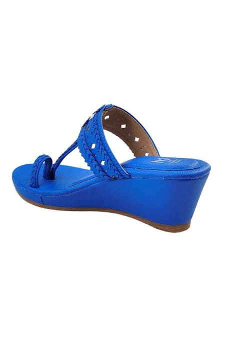 Buy_The Madras Trunk_Cobalt Haiku Wedges Rang _Online_at_Aza_Fashions