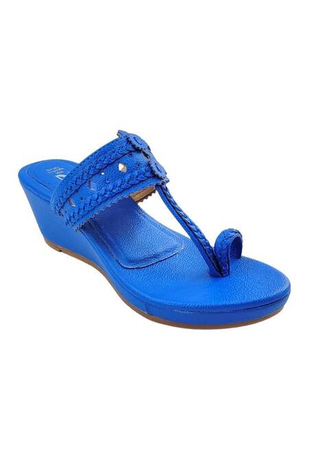 Shop_The Madras Trunk_Cobalt Haiku Wedges Rang _Online_at_Aza_Fashions