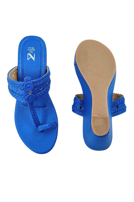 The Madras Trunk_Cobalt Haiku Wedges Rang _at_Aza_Fashions
