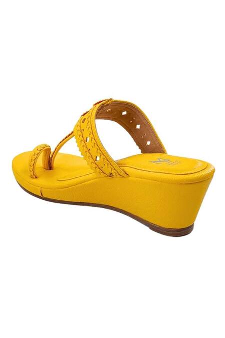 Buy The Madras Trunk Yellow Haiku Wedges Rang Online at Aza Fashions Buy_The Madras Trunk_Yellow Haiku Wedges Rang _Online_at_Aza_Fashions