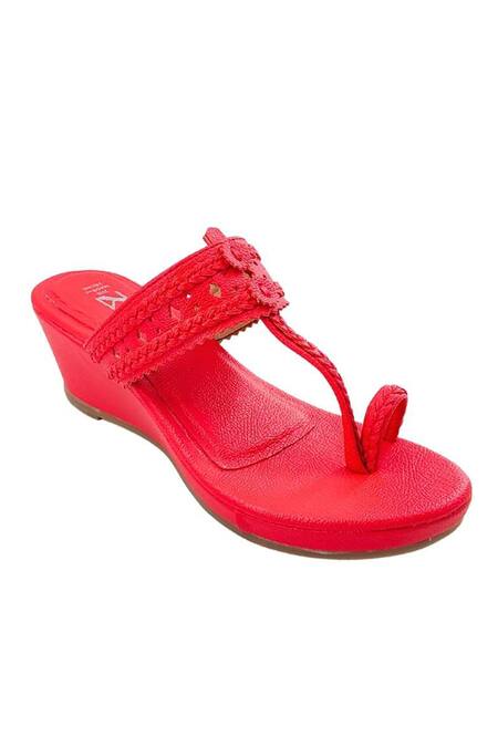 Shop_The Madras Trunk_Red Haiku Wedges Rang _Online_at_Aza_Fashions
