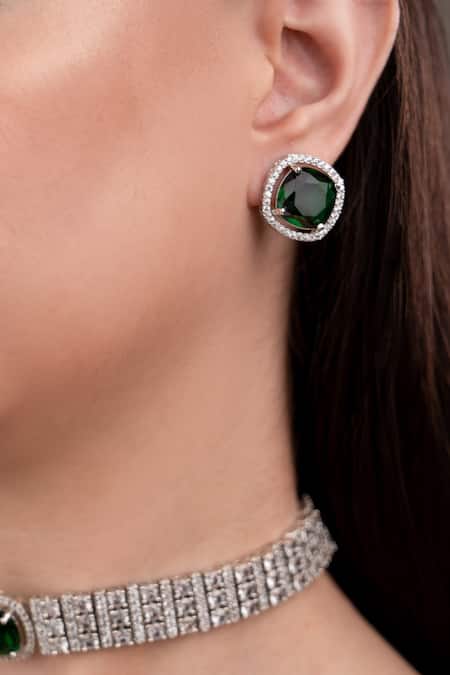 Anana Green Choker Necklace & Earrings Set 