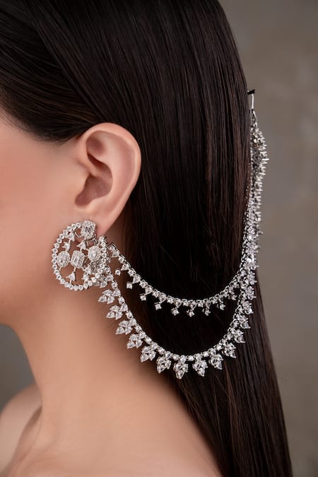 Anana Designer Silver Ear Chain 