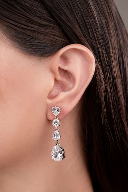 Anana_Silver Plated Crystals Designer Necklace And Earring Set _Online_at_Aza_Fashions