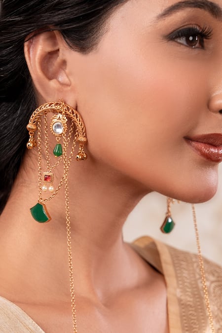 Anana Gold Plated Designer And Silver Earrings Online at Aza Fashions Anana_Gold Plated Designer And Silver Earrings _Online_at_Aza_Fashions