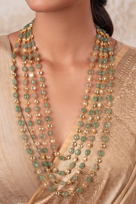 Shop Anana Gold Plated Aqua Designer Necklace at Aza Fashions Shop_Anana_Gold Plated Aqua Designer Necklace _at_Aza_Fashions