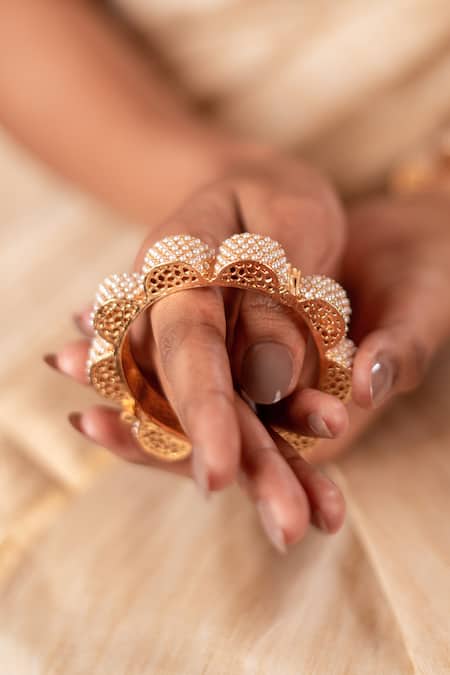 Shop Anana Gold Plated Designer Bangles at Aza Fashions Shop_Anana_Gold Plated Designer Bangles _at_Aza_Fashions