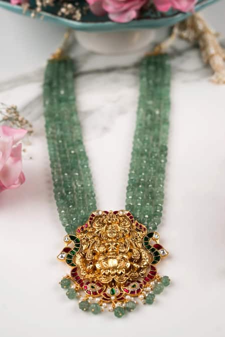 Buy Anana Green Imitation Gemstones Gold Plated Beaded Necklace Set Online at Aza Fashions Buy_Anana_Green Imitation Gemstones Gold Plated Beaded Necklace Set _Online_at_Aza_Fashions