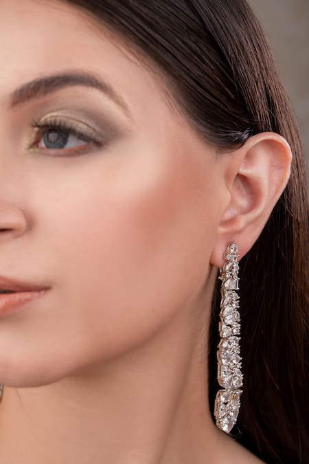 Anana Silver Plated Crystals Designer Earrings 