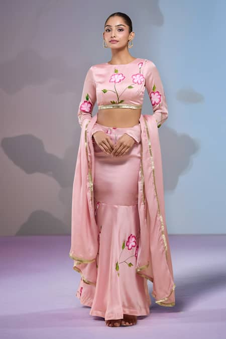 Samyukta Singhania Padded Blouse & Hand Painted Skirt Set 