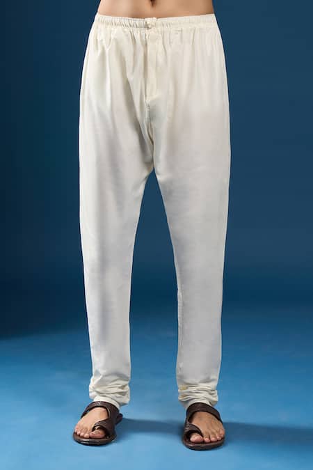 Shop_Arihant Rai Sinha_Navy Polyester, Cotton Embroidery Blue Kurta Pyjama Set _Online_at_Aza_Fashions