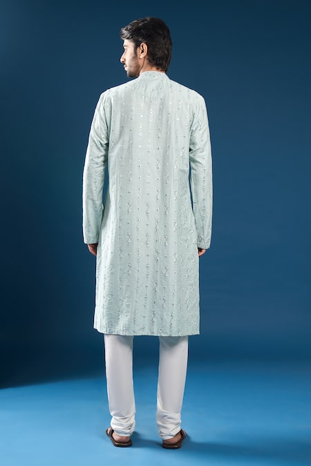 Arihant Rai Sinha Sky Blue Mirrorwork Kurta & Pyjama Set 