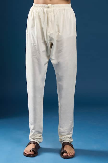 Shop_Arihant Rai Sinha_Yellow Cotton, Polyester Embroidery Mustard Chikankari Kurta And Pyjama Set _Online_at_Aza_Fashions