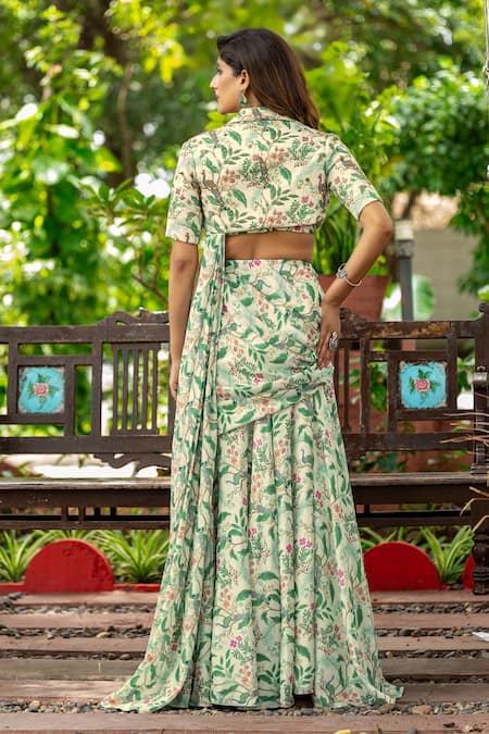 Damoiselle Floral Print Pre-Draped Set 